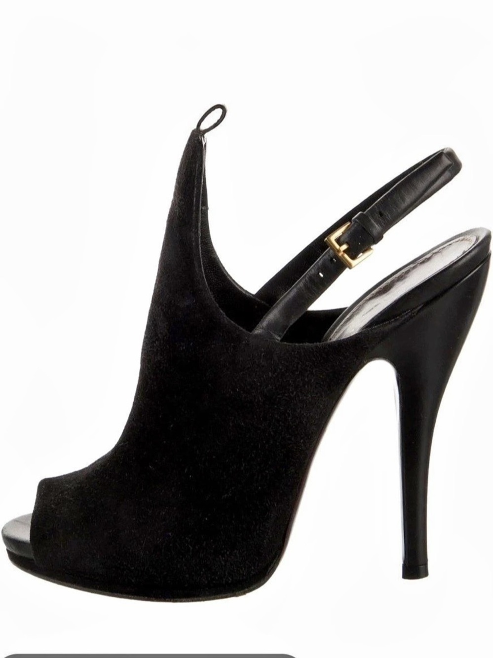 Gucci Black Peep Toe Slingback Heels